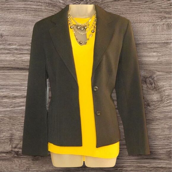 Allegra K Women's Black Blazer Two-Button Notch Lapel Workwear - Picture 2 of 3